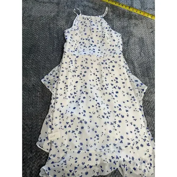 Banana Republic Floral Tiered Gauze Ruffle Dress Size 6 MSR $89.99 Blue Flowers - Picture 8 of 11